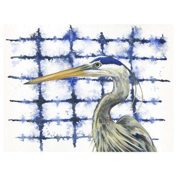 "Shibori and Birds, Lagoon Patrol" Stretched Canvas Art by Karin Grow, 14"x10"