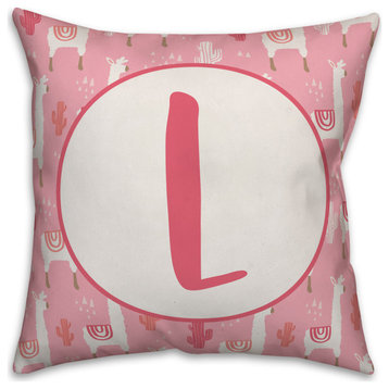 Monogram Lllama Pattern - L 16x16 Spun Poly Pillow
