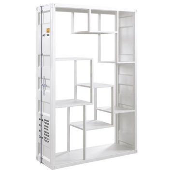 Bowery Hill Contemporary 9 Shelf Metal Bookcase in White