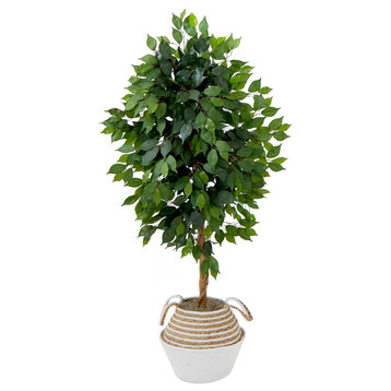 4.5ft. Artificial Ficus Tree With Double Trunk, Basket DIY KIT