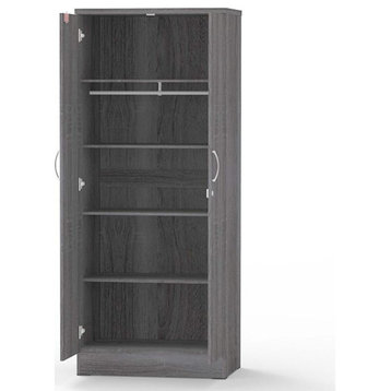 Better Home Products Harmony Two Door Armoire Wardrobe With Mirror In Gray