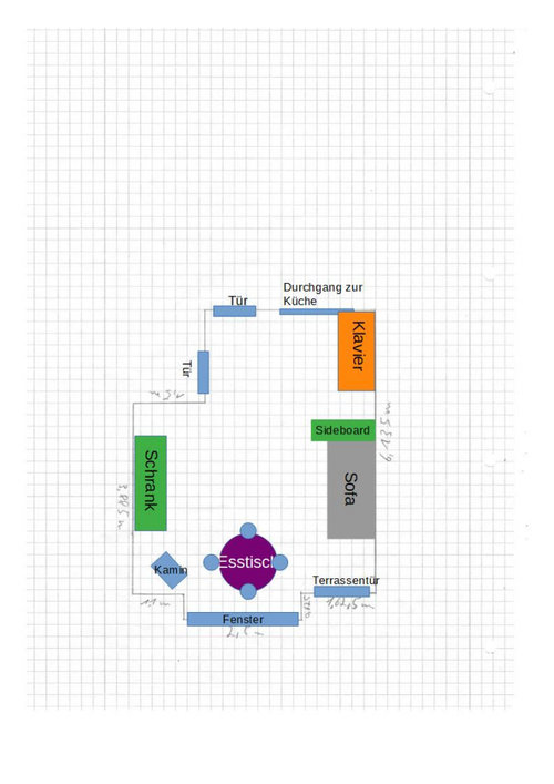 Einrichtung kleines Wohn-/Esszimmer