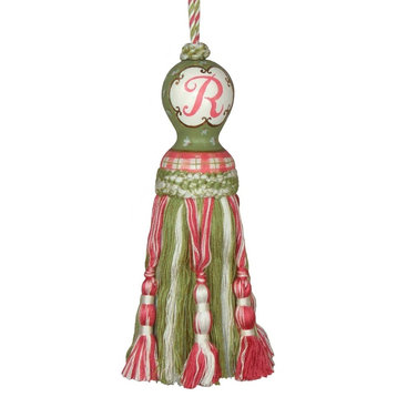 Tassel Initial A thru Z Letter Cream Light Pink Pair Poly Rayon Wood