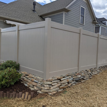 Bluestone Patio, Privacy Fence, and Dry-Stack Retaining Terrace