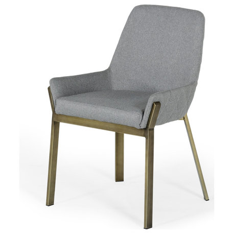 Modrest Ganon Modern Grey and Antique Brass Dining Chair