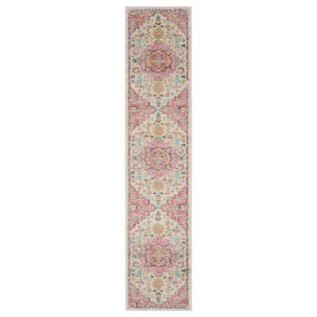 Nourison Passion 2'2" x 10' Ivory Pink Bohemian Indoor Area Rug