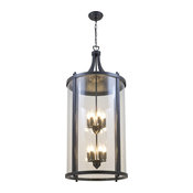 Niagara 12-Light Outdoor Hanging Lantern, Hammered Black With Clear Glass