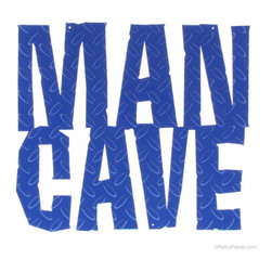 Man Cave Blue Small Diamond Plate Metal Sign | Cut Out Signs | RetroPlanet.com - Artwork