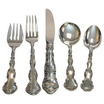 Gorham Sterling Silver Strasbourg 5-Piece Place Set With Cream Soup Spoon