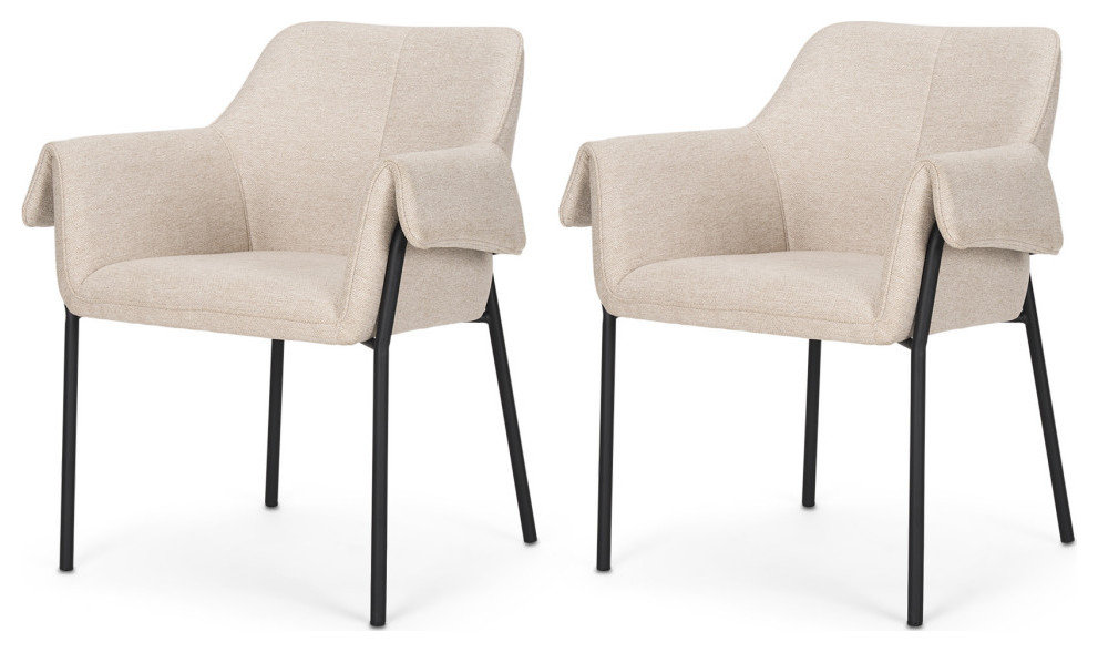 Brently Dining Chair With Oatmeal Fabric and Matte Black Metal Legs ...