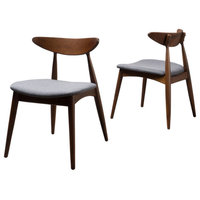 GDF Studio Issaic Mid Century Design Wood Dining Chairs, Set of 2, Charcoal/Waln