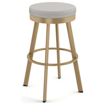Amisco Swice Swivel Counter and Bar Stool, Light Grey Polyester / Golden Metal, Counter Height