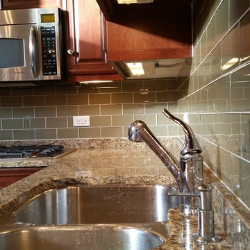 Glass Tile Backsplash - extremely popular nowadays. N Hermitage Ave., Chicago