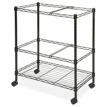 Lorell Mobile Wire File Cart, 4 Caster, Steel, 26 X 12.5 X 30, Black