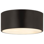 Z-Lite - Harley 2 Light Flush Mount, Matte Black - Elegant simplicity offers a minimalist design that captures attention, making this contemporary flushmount metal drum two-light ceiling light a versatile selection. This light from the Harley collection is perfect for casual, easy living spaces, offering a sleek large-form silhouette with a shade made of sleek matte black finish steel. Bring industrial-inspired vibes to a kitchen, dining space, or hallway with this tasteful fixture.