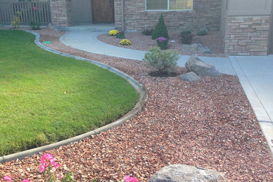 Photo of a mid-sized craftsman full sun front yard landscaping in Denver for summer.