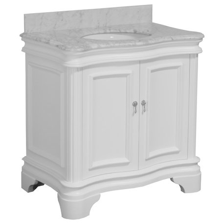 Katherine 36" Bath Vanity, White, Carrara Marble