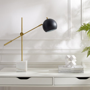 Inspired Home Harmonee Table Lamp, Marble Stone Base, Black