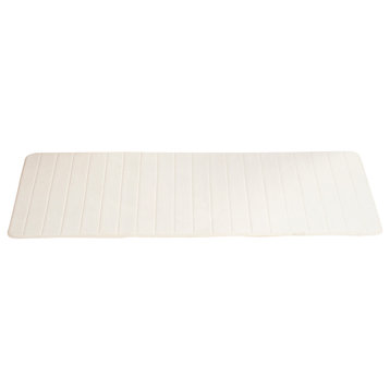 Memory Foam Extra Long Striped Bath Mat, White