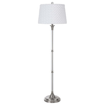 Cal Lighting Ruston 1 Light Floor Lamp, Brushed Steel/white