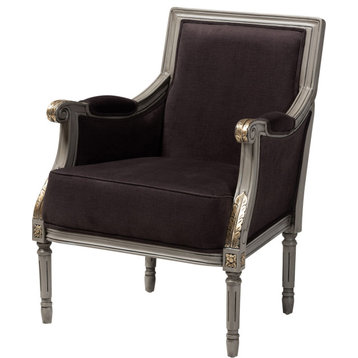 Georgette Armchair, Brown, Gray, Gold