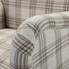 Upholstered Amchair With Plaid Pattern Set of 2, Tan