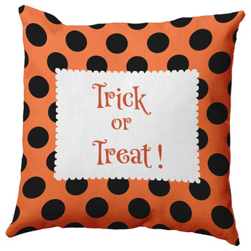 Trick or Treat Dots Accent Pillow, Traditional Orange, 20"x20"