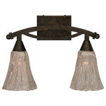 Toltec Lighting - Toltec Lighting Bow 2-Light Bath Bar, 5.5" Fluted Italian Ice Glass, Bronze - Bronze Finish