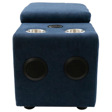 20 in. W Armless 1-piece Polyester Modular Speaker Console in Navy Blue