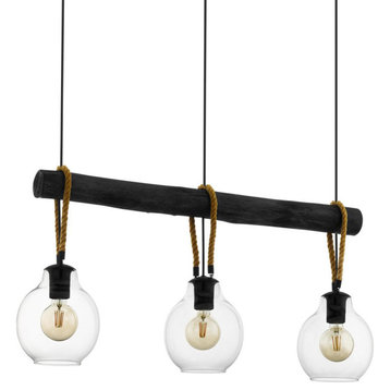 Eglo 43618A Roding 3 Light 35"W Commercial Wood Linear Pendant - Structured