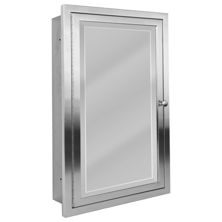 Head West Brushed Nickel Stainless Steel Medicine Cabinet, 16x26"