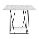 Helix Lamp Table, White Marble/Black Steel