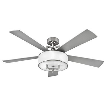 5-Blade Ceiling Fan Light Kit in Heritage Brass Off-White Linen Drum Shade 56