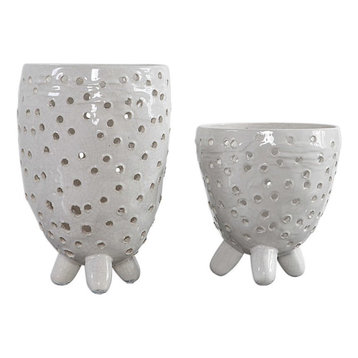 Uttermost Milla 2 Piece Vase Set in Crackled Ivory