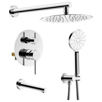 Circular Pressure 3-Function Shower System, Rough-In Valve, Chrome