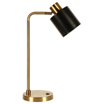 Thew 20.75 Tall Table Lamp with Metal Shade in Brass/Black