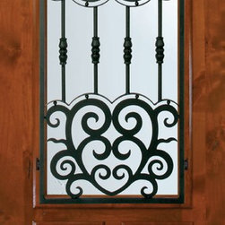 Slab Single Door 80 Alder Barcelona 2 Panel Arch Lite Wrought Iron - Front Doors