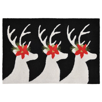 Liora Manne Frontporch Reindeer Indoor/Outdoor Rug Black 2'x3'