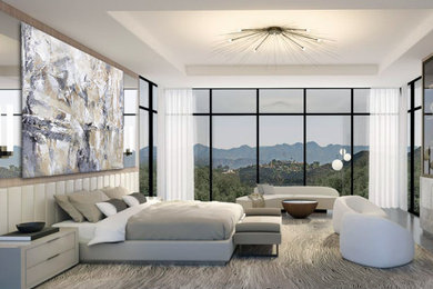 Stunning neutral artwork - custom created for this ultra contemporary bedroom.