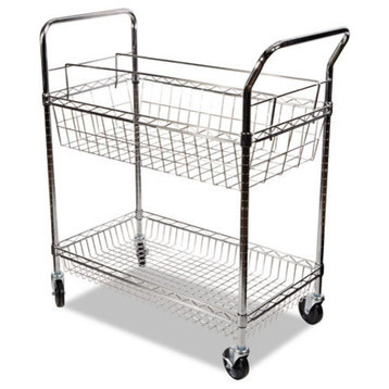 Carry-All Cart/Mail Cart, Two-Shelf, 35x18x39, Silver