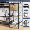 Bakers Rack w/ Power Strip, Storage Shelves, Standing Kitchen Organizer, Gray
