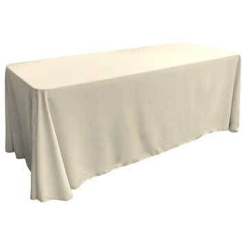 LA Linen Rectangular  Polyester Poplin Tablecloth, Ivory, 90"x156"