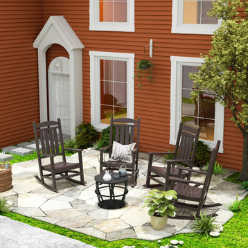 WestinTrends 4PC Set Adirondack Outdoor Patio Porch Rocking Chairs, Dark Brown