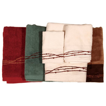 Embroidered Barbwire Towel Set, Mocha, 3 Piece
