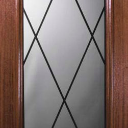 Slab Single Door 96 Wood Mahogany Sandringham Radius Lite Glass - Front Doors