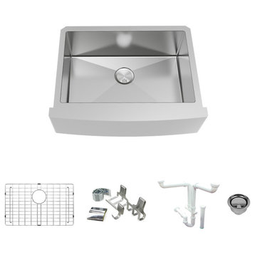 Transolid Diamond 29.5"x22" Single Bowl Farmhouse Sink Kit in Stainless Steel