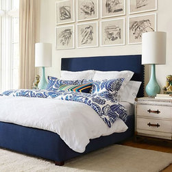 RALEIGH UPHOLSTERED SQUARE TALL BED & HEADBOARD - Headboards