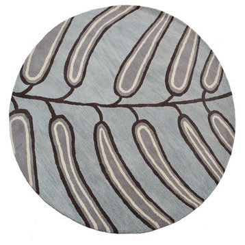 Hand Tufted Wool Area Rug Floral Light Blue