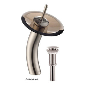 Kraus Single Lever Vessel Glass Waterfall Faucet Satin Nickel With