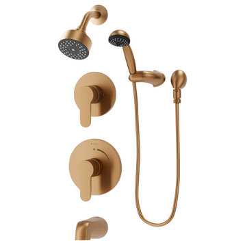 Identity 2-Handle Tub and Shower Faucet Trim With Hand Shower, Brushed Bronze
